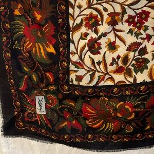Yves Saint Laurent Floral Scarf - Black, Red, Green, Yellow